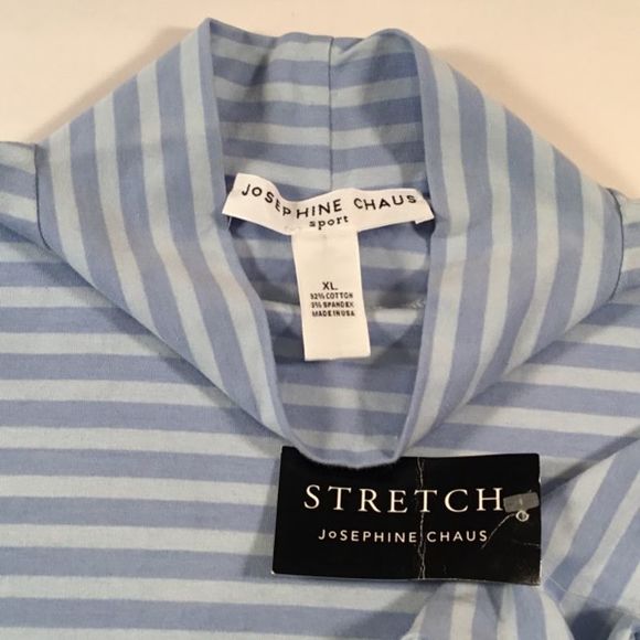 Josephine Chaus XL Blue Stripe Mock Tee NWT - Picture 2 of 3